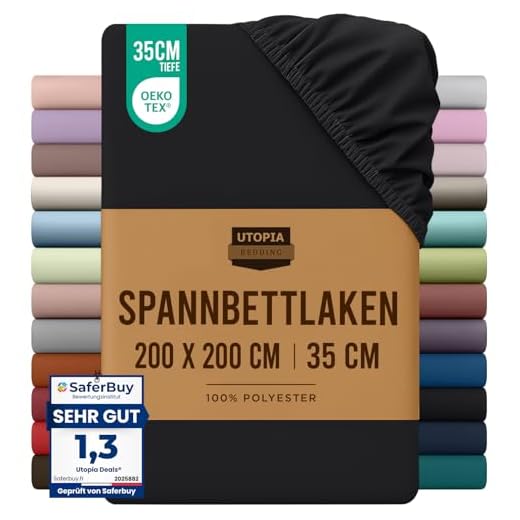 Utopia Bedding - Spannbettlaken 200x200cm - Schwarz - Gebürstete Polyester-Mikrofaser Spannbetttuch - 35 cm Tiefe Tasche