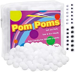 Bulk Pompoms, 150 Pack 1 Inch Pom Poms Balls for Crafts, Fuzzy Balls Puff Balls, White Pom Pom Puff Balls for DIY Art Creative Crafts Decorations