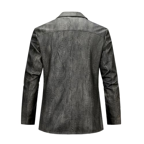 for Mens Winter Fall Long Sleeve Turtle Neck Faux Leather Work Vintage Jackets Blazers Outerwear Man 20253