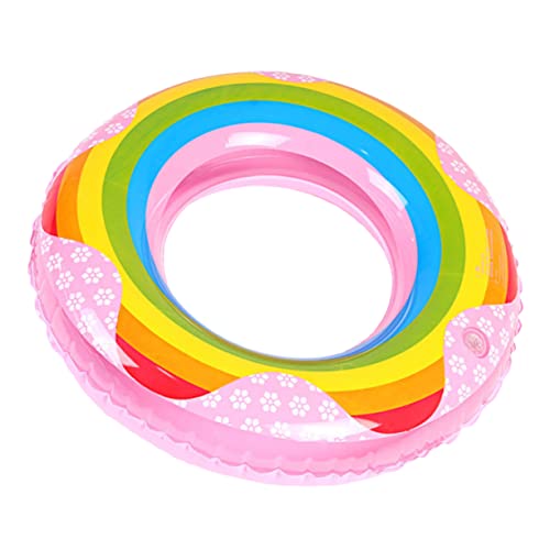 Sosoport Summer Fun Boys and Girls Inflatable Swim Ring Thicken Rainbow Float Ring 90cm for Pool Beach Random