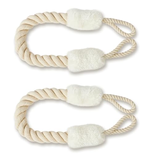 AYESY Türstopper Klinke 2 Stück Türkordel Klemmschutz 60 cm Baumwolle Türstopper Seil für Haustier und Kinder Fingerschutz Türklinken stopper kein Zuknallen der Tür mehr(Weiß)