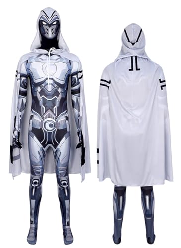 Yazkimo Unisex Moon Knight Cosplay Costume Rival Fantastic Halloween Outfits Adult Jumpsuit Bodysuit (Black Large)