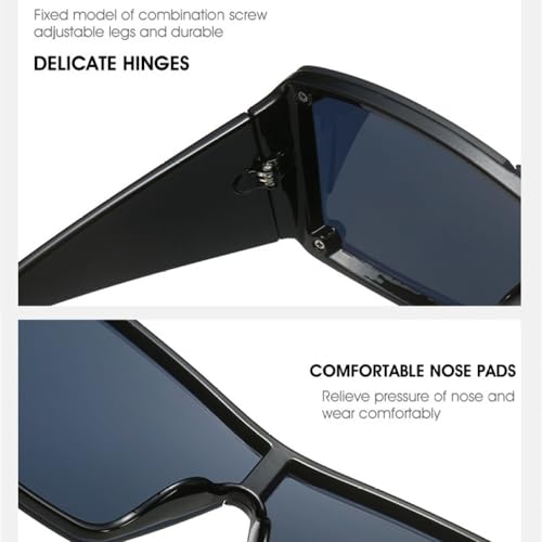 Lunettes de soleil carrées de luxe avec rivets rétro élégants - 5