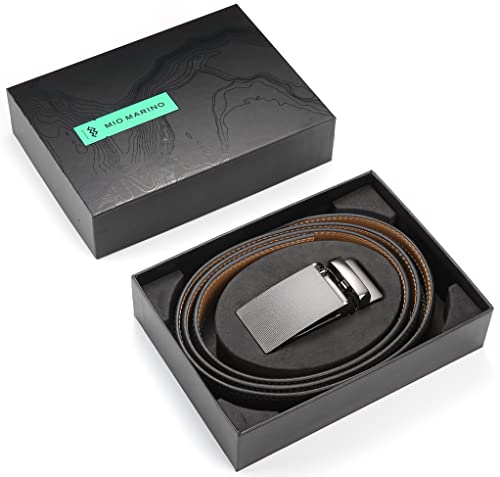 Image of Marino Avenue Ratchet Belt for Men. Adjustable Leather Dress Belt with 38 Easy to Click Into Place Ratchet Closures.