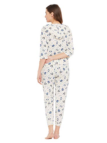 Image of Clovia Women's Cotton Christmas Print Hoodie & Joggers Set