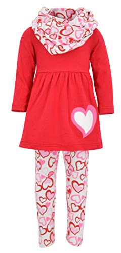 Image of Unique Baby Girls Kids Toddler 3pc Outfit Set Long Sleeve Lightweight Tunic Top Leggings and Scarf