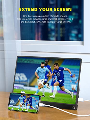Image of Portable Monitor 1080P, FHD 14 inch IPS Monitors Screen with Type-C /USB C /HDMI, Dual Built-in Speaker, Eye Care Gaming Portable Monitor Second Screen for Laptop /PC /Mac /Phone /Computer