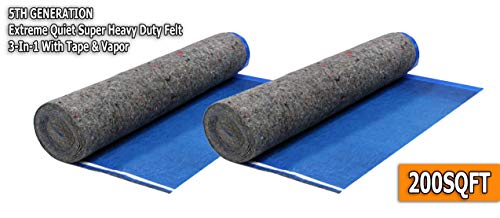 Image of AMERIQUE 200SQFT Super Quiet Felt Underlayment Heavy Duty 3mm Padding with Vapor Barrier & Tape, Royal Blue, Pk of 2, 100SQFT Per Roll
