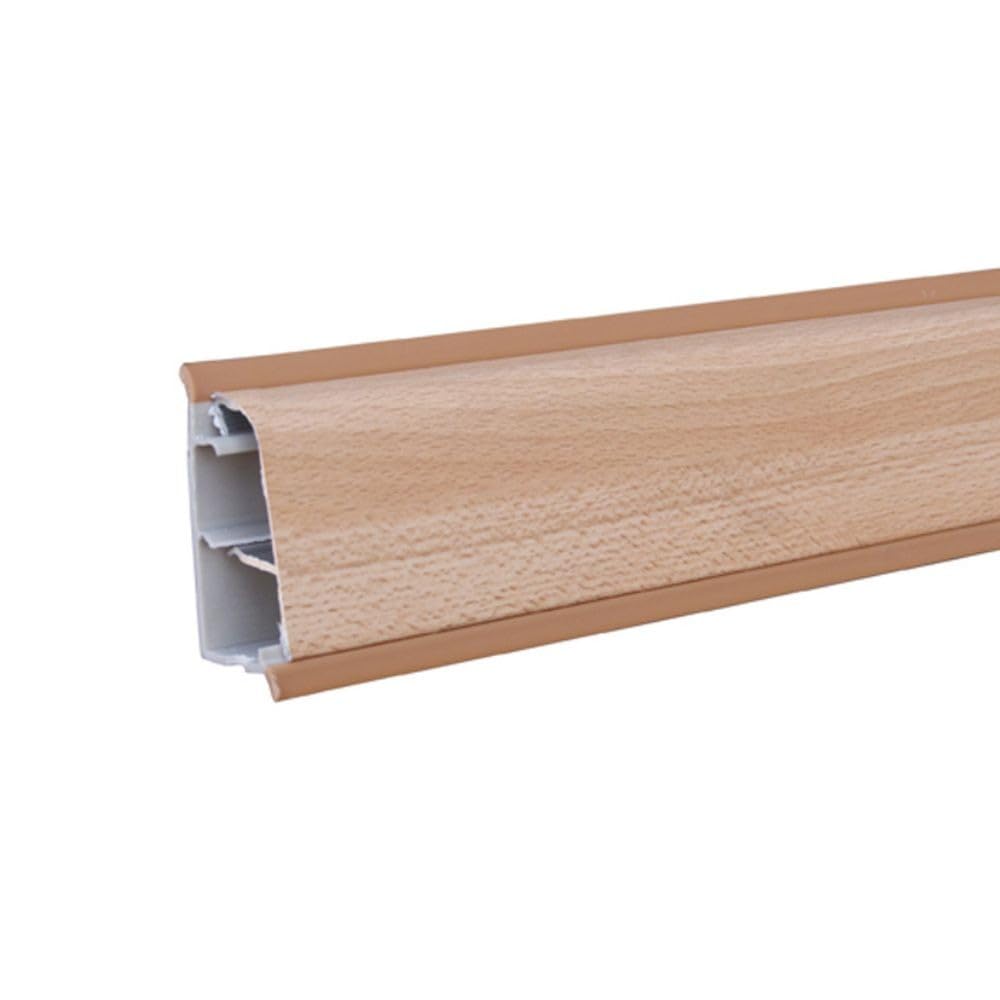 Alzatina Becco per Top Cucina e Piano di Lavoro, 3 Pezzi, 2 da 2mt e 1 da 1mt, Profilo di Finitura in PVC Rivestito in Carta, Faggio Chiaro