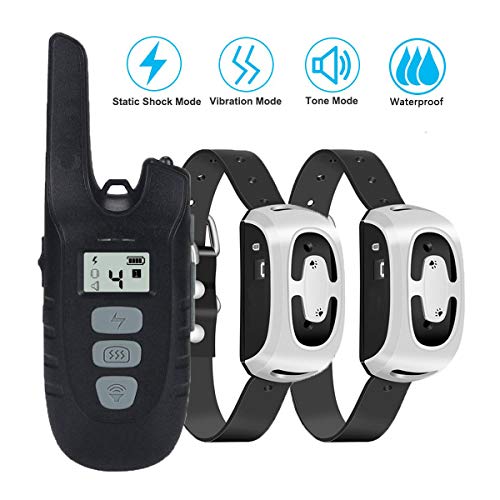[Nueva versión] Havenfly Wireless recargable e impermeable efectiva, sin dolor y humanamente perro Collar del entrenamiento con tono seguro y fuerte vibración para 2 perros, NO STATIC SHOCK