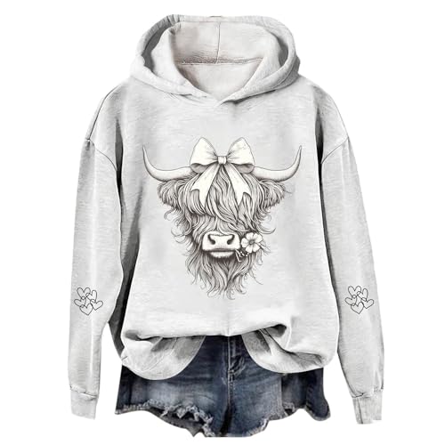 Sweat à capuche imprimé vache contre le froid pull graphique western