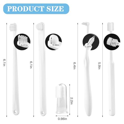 Image of Small Dog & Cat Toothbrush Kit, Soft Bristles Pet Dental Cleaning Brush Set, White