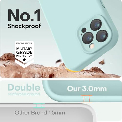 Image of LOVE 3000 Designed for iPhone 15 Pro Max Case, Premium Silicone with [Soft Anti-Scratch Microfiber Lining] Shockproof Protective Phone Case for Men Women Girls 6.7 inch, Mint