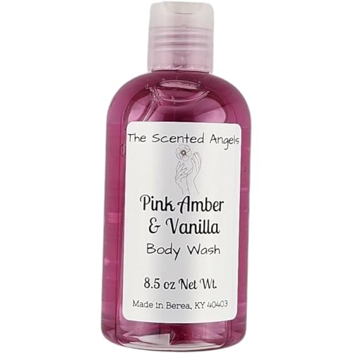 TSA Handmade Body Wash, Romantic Pink Amber and Vanilla, Long Lasting Fragrance, Scented Soap, Spa, Date Night, Woman, Men, Love, 8oz