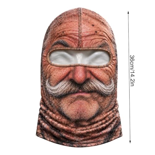 Funny Old Man Ski Mask Balaclava, Realistic Full Face Cover for Men Women - image 7