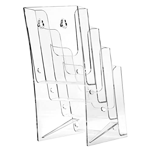 image for MaxGear Acrylic Brochure Holder, 4-Inch Wide 4 Tier Clear Literature H