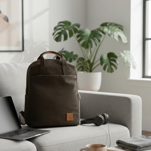 Image of DailyObjects Field Daypack Casual backpack fits upto 14 inch inch laptop with Luggage Sleeve| Unisex Travel Backpack | Made of Durable Canvas Material | Zippered Compartments with Pockets
