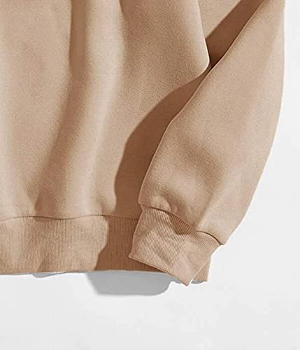 Missactiver Women Oversized Fleece Cartoon Graphic Sweatshirts Crewneck Long Sleeve Drop Shoulder Pullover Sweater Tops(Small,Khaki) #TOP3