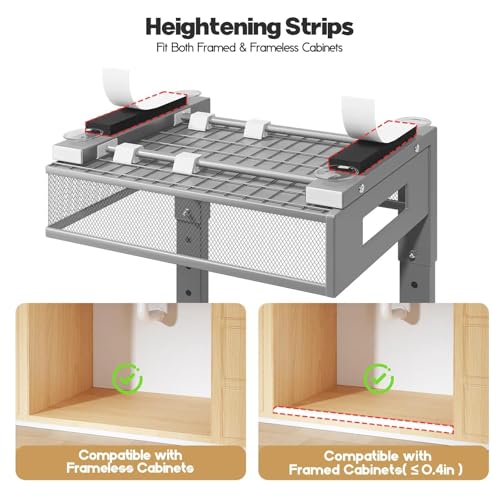 Image of 2 Packs 21IN Depth Under Sink Organizer, 2-Tier Pull Out Cabinet Organizer With Smooth Circular Rail, Large Capacity Metal Mesh Sliding Drawers For Bathroom& Kitchen Storage,Height Adjustable-Gun Gray
