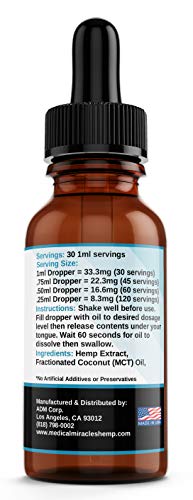 Medical Miracles Hemp Oil - Relief, Quick Healing, Maximum Strength, 100% Natural Tincture May Relieve Muscle, Joint, Knee, Nerve | Fast Acting, Extreme Power (1000mg Hemp Oil) - Image 3