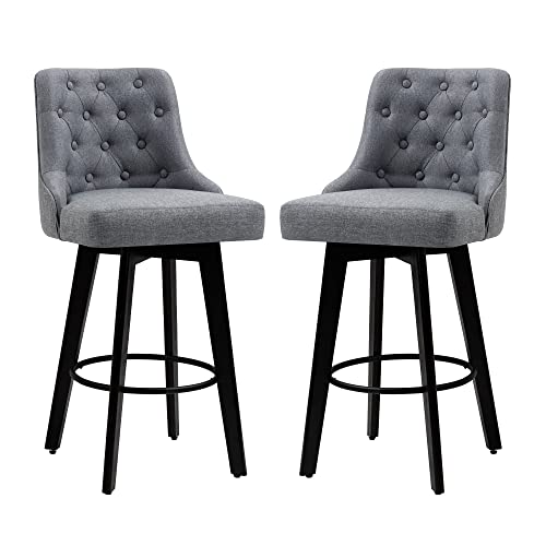 Homyedamic Counter Stool 360 Free Swivel Upholstered Height Bar Stool With Back Set Of 2, Cotton Linen Fabric Skin-Friendly #TOP3