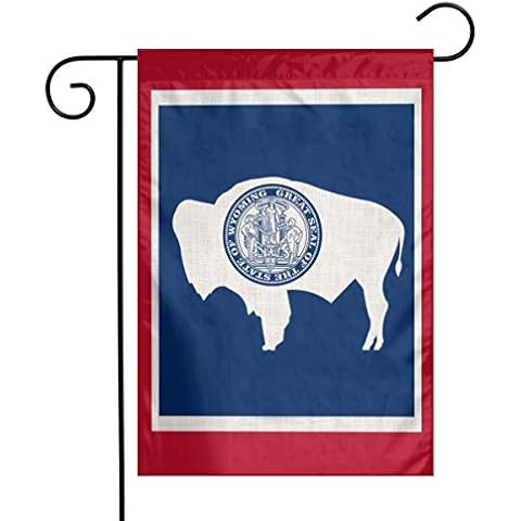 YANGHOME State of Wyoming Flag Wy Flax Nylon Burlap Linen Fabric Garden Flag Farmhouse Decorations Mailbox Decor Welcome Sign 12x18 Inch Small Mini Size Double Sided Cover