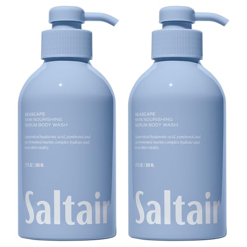 Saltair Body Wash 2-Pack Moisturizing Body Wash with Hyaluronic Acid & Vitamin B5 Scented Shower Gel for Women and Men Seascape Scent 2x 17oz Vegan Cruelty-Free Paraben-Free