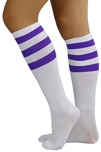 Image of ToBeInStyle Women's Premium Below Knee Athletic Socks w /Contrasting Wide Stripes