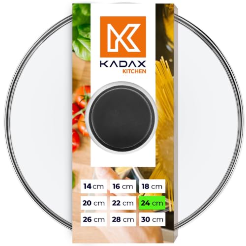 KADAX Glasdeckel mit Griff aus Silikon, hitzebeständiger Deckel für Topf ⌀14-30cm, Deckel mit Dampfloch… – Ansicht 1