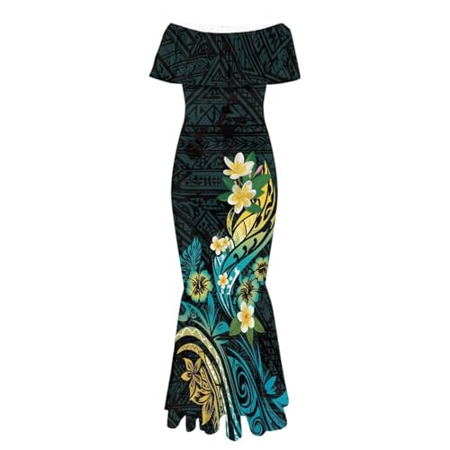 Image of Polynesian Dresses for Women Off Shoulder Maxi Dress Puletasi Samoan Dresses S-7XL