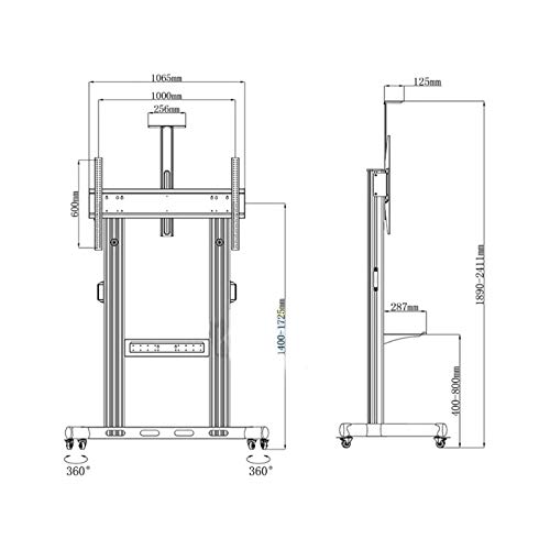 Soporte móvil para TV con ruedas para pantallas 60-100 pulgadas miniatura 7