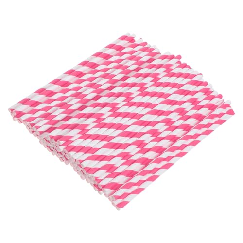 100 pitillos desechables de papel rayados VALICLUD 20 cm rosa miniatura 1