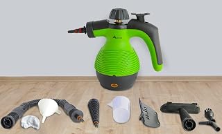 Alivio Handheld Pressurized Steam Cleaner, 350ml Steamer for Cleaning, 10 in1 Set Steamer for Car Detailing, Multi-Purpose for Kitchen, Sofa, Home, Bathroom, Upholstery, Floor Steamer (Green)