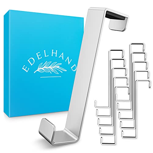 EDELHAND © Crochet de Porte à Suspendre-Portemanteau en Acier Inoxydable Porte-manteau Barre à Crochets Pour Vestes-Cintre Avec Coussinets de Protection Antidérapants et Sans Perçage-Set de 10 Pièces Cover