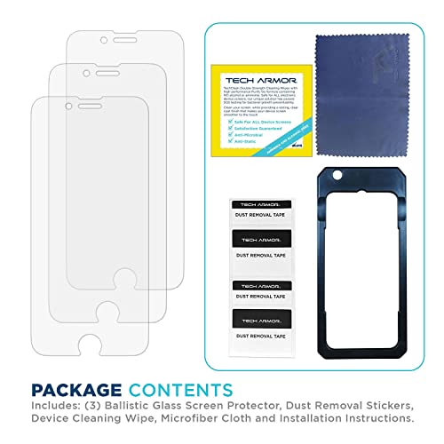 Tech Armor Ballistic Glass Screen Protector Designed For Apple New Iphone Se 3 (2022), Iphone Se 2 (2020), Iphone 8 And Iphone 7 (4.7 Inch) 3 Pack Tempered Glass #TOP5