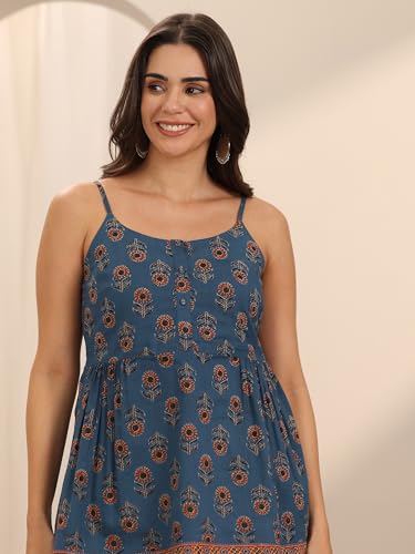 Image of Libas Womens Printed Cotton Anarkali Kurti for Women | Ethnic wear | Bridal Suit | Occasion wear