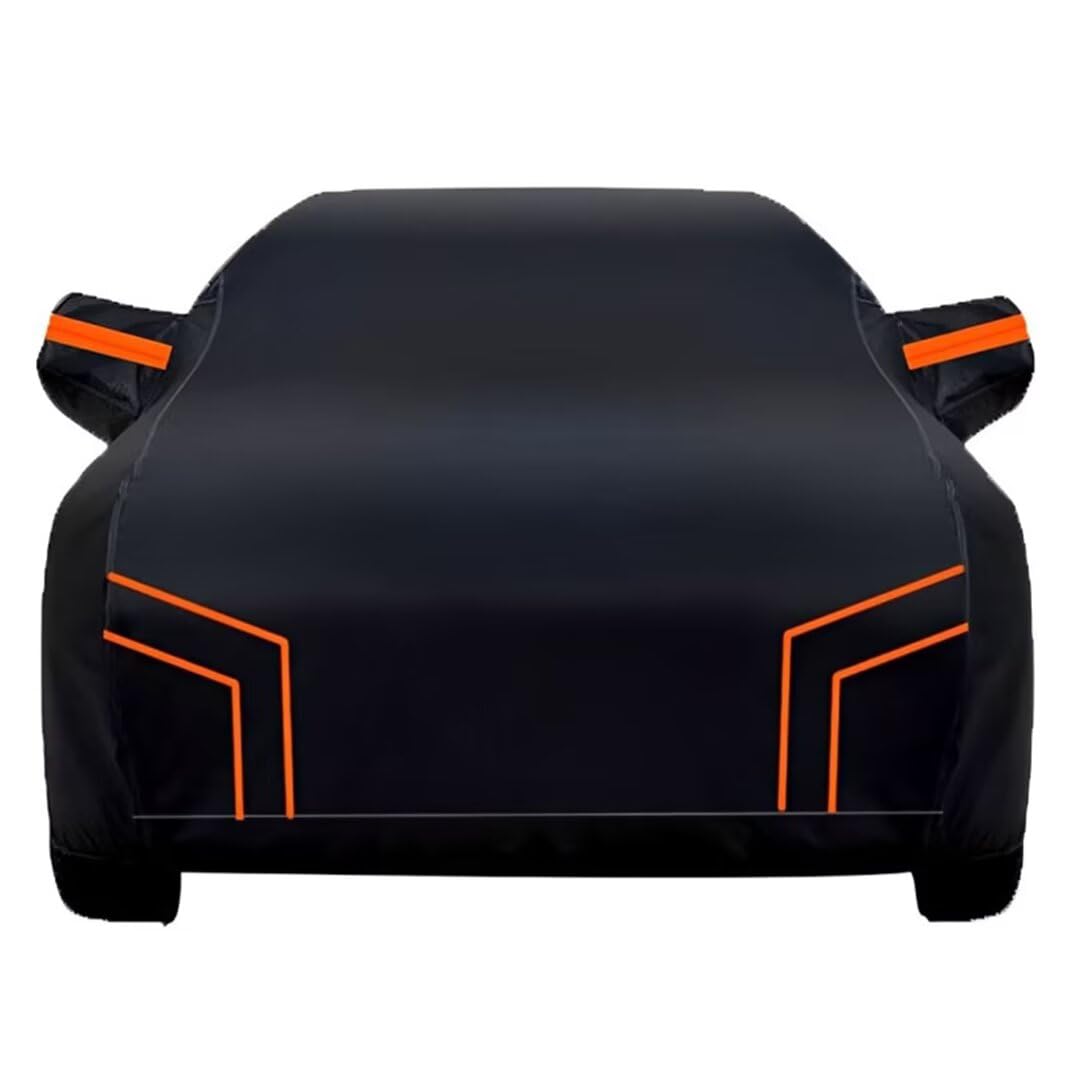 genérico Funda Coche Exterior Compatible con Renault Arkana 2018-2025,Funda para Coche Exterior Resistente a la Lluvia, al Polvo y al Sol con Puerta con Cremallera(Black Orange)