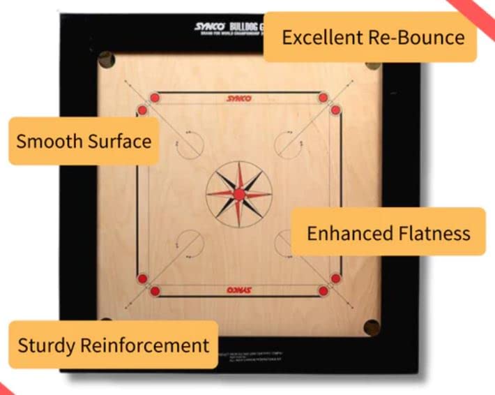 Image of Synco Bulldog Genius Carrom Board 36 inch Full Size Approved by Carrom Federation and Brand for World Championship (36mm)
