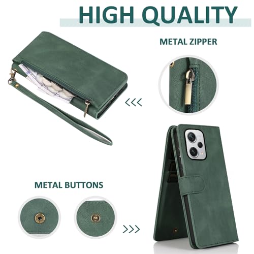 Funda cartera para Xiaomi Redmi Note 12 Pro Plus con cremallera y protector pantalla 4