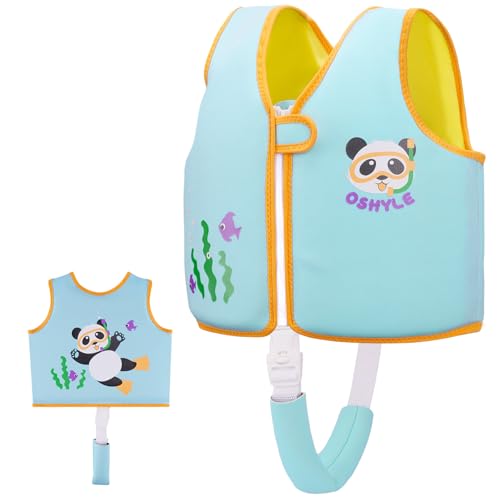 Gilet de Natation OSHYLE pour Enfants Gilet Flottant pour Tout-Petits avec Sangle de sécurité Aide à la flottabilité (BU-Panda, M(3-6))