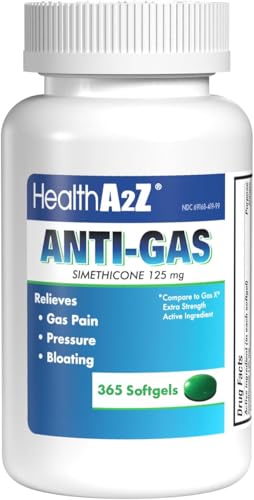 HealthA2Z Gas Relief Simethicone | 125mg | Relieves from Stomach Discomfort and Gas | Anti Flatulence | Relieves Gas Fast and Bloating (365 Counts (Pack of 1))