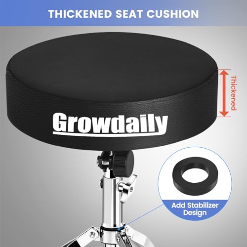Growdaily GD-03 Drum Throne Seat,Adjustable Stool Drum Universal Padded Drum Throne Drummer Stool thumb #1