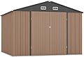 Garvee 10 x 8 FT Metal Storage Shed, Large Outdoor Storage Shed with Updated Frame Structure, Lockable Door and Air Vent, Utility Tool Storage House for Patio Garden Lawn Backyard, Brown