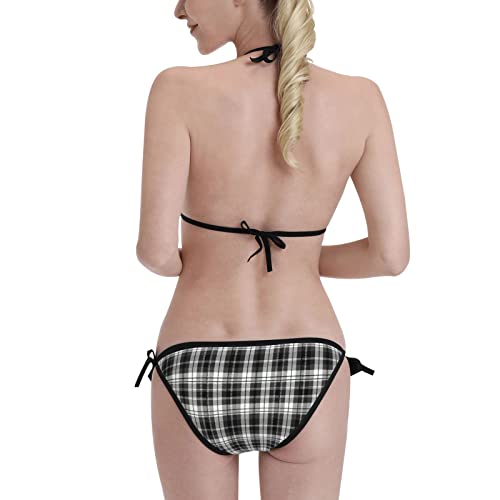 Bikini Suit Ladies Custom Halter Triangle Lace Up Bikini Suit Two Piece Black Sling Bikini #TOP1
