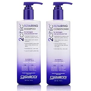 GIOVANNI-Repairing-Shampoo-Conditioner-Set-Blackberry-Coconut-for-Dry-Damaged-Processed-Hair-Argan-Jojoba-Shea-Butter-Keratin-Sulfate-Free-Color-Safe-24-Fl-Oz GIOVANNI 2chic Ultra-Repairing Shampoo & Conditioner Set - For Damaged, Over-Processed Hair, Helps Restore Hair's Natural Elasticity, Blackberry & Coconut Oil, Shea Butter, Color Safe - 24 oz. Each