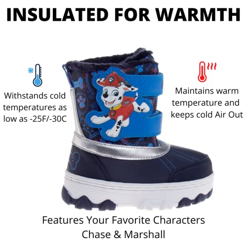 Nickelodeon Paw Patrol Boys Snowboots - Chase And Marshall Fur Lined Insulated Waterproof Winter Boots Navy Blue (Size 8 Toddler) #TOP1