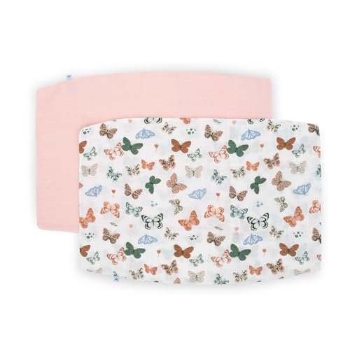 Image of Little Unicorn Standard Pillowcase 2 Pack | Super Soft & Breathable Muslin Fabric | Snug Envelope Closure | for Crib and Toddler Bed (Butterflies 2)