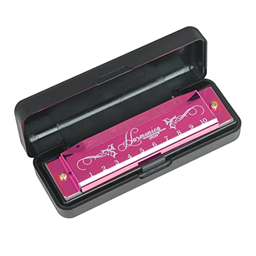 OriGlam Blues Harmonica diatonique en Do – 10 trous et 20 tons – Rose rouge - Les Beatles, Paul McCartney, John Lennon, RIngo Starr, George Harrison OriGlam Blues Harmonica diatonique en Do - 10 trous et 20 tons - Rose rouge