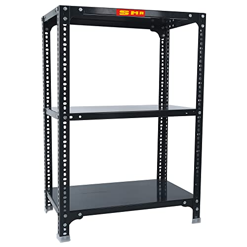 Image of SMR Prime CRC Sheet 24 Gauge Multipurpose Slotted Angle Rack with 3 Shelf for Home, Office & Industry - (36x24x15 in, 8.6 Kg | 16 Gauge Angle-Grey)