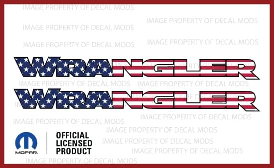 Decal Mods Wrangler Hood Graphic Decals Stickers fits Jeep Wrangler JK & JL (2007-2022) USA Flag w/Black Outline (Set of 2) | FJ9F5